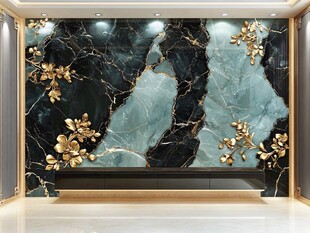 奢华大理石金饰电视背景墙