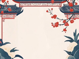 中式古典花鸟屋檐背景图
