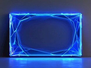 蓝色霓虹几何灯光框架