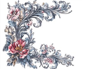 复古花卉边角装饰图案