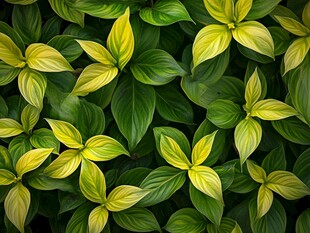 黄绿相间的美丽叶片图案