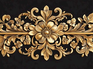 金色花卉浮雕装饰图案
