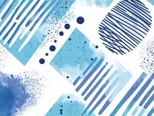 蓝调水彩几何抽象图案