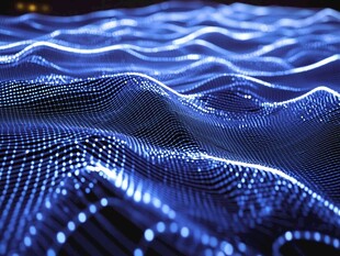 蓝色动态数据网格背景图