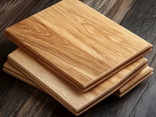 堆叠的实木板材展示