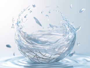 水花飞溅的透明玻璃碗