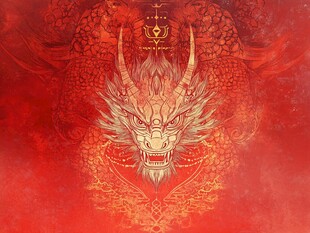 中式龙纹红色神秘图案