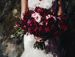 新娘手捧艳丽花束