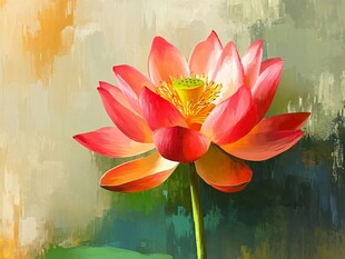 梦幻绽放的艳丽红莲花