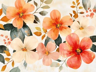 复古风花卉图案装饰画