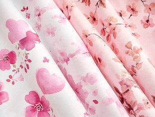 浪漫粉色花卉图案布料