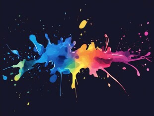 绚丽多彩的泼墨艺术画面