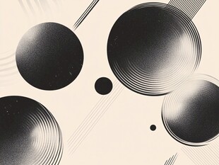 黑白几何圆形抽象背景图