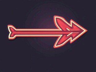 红色霓虹箭头图标设计