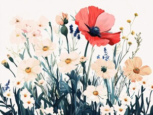 春日烂漫花卉插画