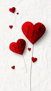 折纸红心装饰的浪漫画面