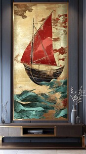 帆船挂画装点现代简约空间