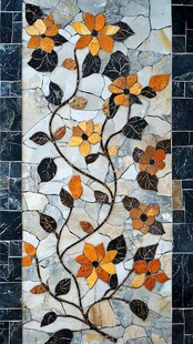 花卉马赛克瓷砖艺术图案