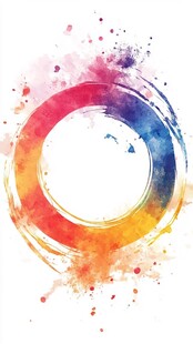 彩色水彩圆环艺术图案