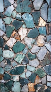 多彩碎瓷片墙面纹理特写