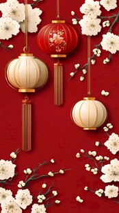 喜庆中国风 灯笼与繁花