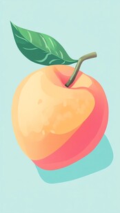 卡通风格鲜桃插画