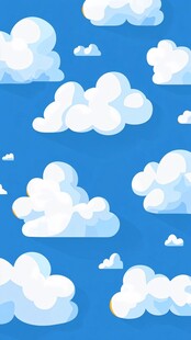 蓝色天空中的可爱云朵