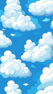 蓝天飘白云的清新插画