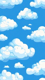 蓝天云朵卡通背景图案