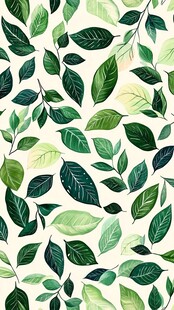 清新绿叶无缝花纹图案