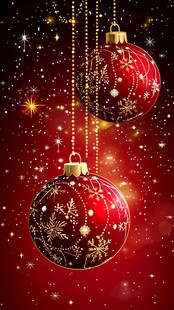 圣诞红彩球闪耀星空