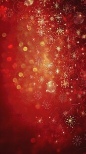 红色梦幻雪花节庆背景图