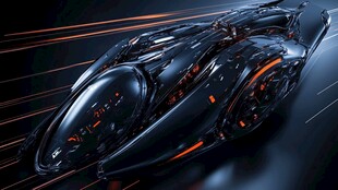 未来感黑色酷炫概念摩托车