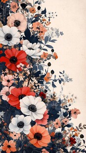 缤纷花卉边缘插画