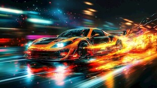 炫酷赛车极速飞驰瞬间