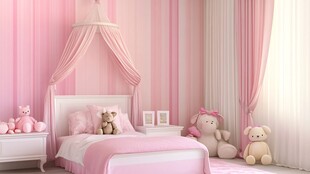 梦幻粉色系儿童公主卧室