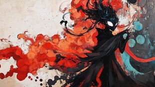 火焰环绕的神秘黑袍角色