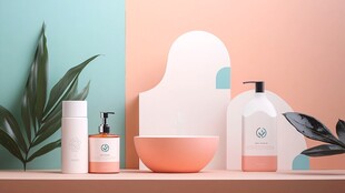 简约风美妆洗护产品陈列