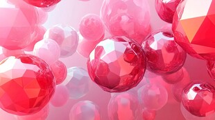 梦幻粉色多边形球体集合