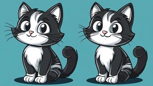 可爱黑白小猫插画形象