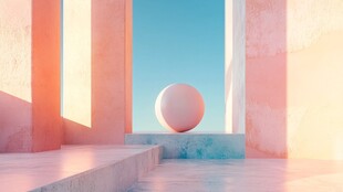 梦幻空间中的悬浮圆球