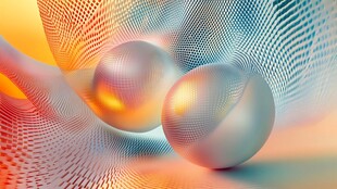 梦幻球体与抽象线条背景