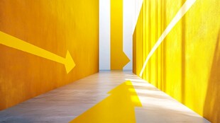 黄色箭头指引的明亮通道