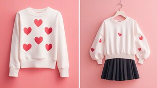 爱心图案甜美风女童卫衣