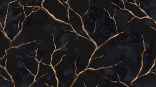 黑色背景上的金色树枝纹理