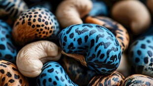 多彩豹纹腰果特写