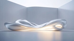 未来感银色流线型创意座椅