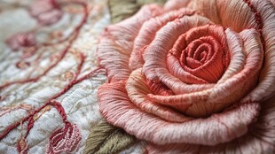 立体刺绣玫瑰的精美细节
