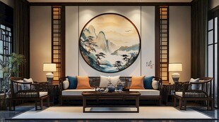中式客厅 山水挂画添古韵