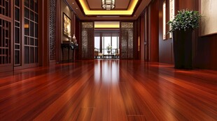 中式豪华走廊木地板空间